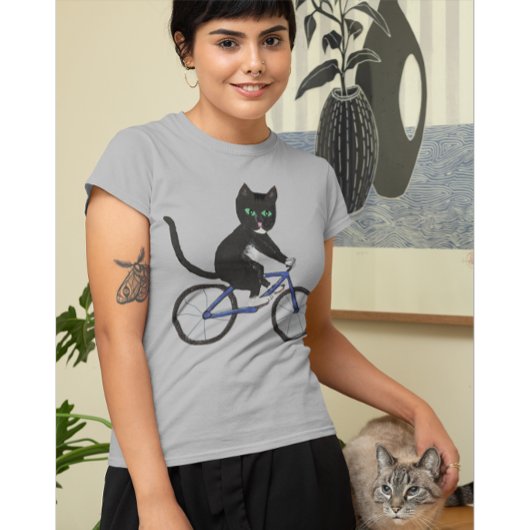 Kat op een fiets, katten op fietstok t-shirt