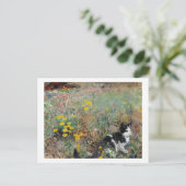 Kat op een Flowery Meadow, Bruno Liljefors Briefkaart (Staand voorkant)