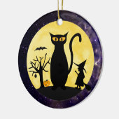 Kat op een Halloween Moon Ornament (Links)
