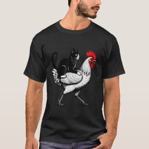 Kat op een kip Fun kat rijdt een haan Boerderij An T-shirt