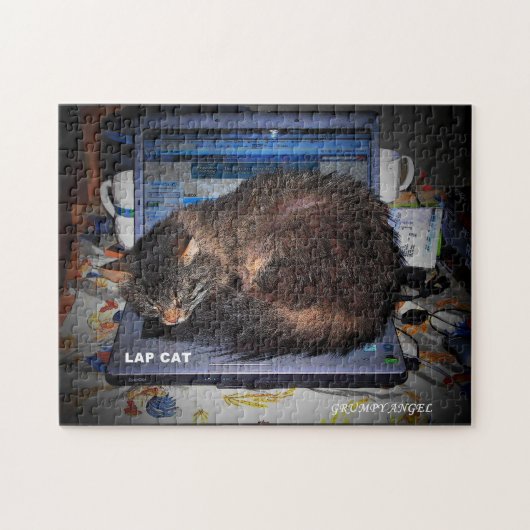 Kat op een laptop introduceren of uw eigen laptop legpuzzel (Horizontaal)