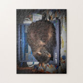 Kat op een laptop introduceren of uw eigen laptop legpuzzel (Verticaal)