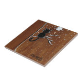 Kat op een ledemaat met de Moon Ceramic Tegel Tegeltje (Zijkant)