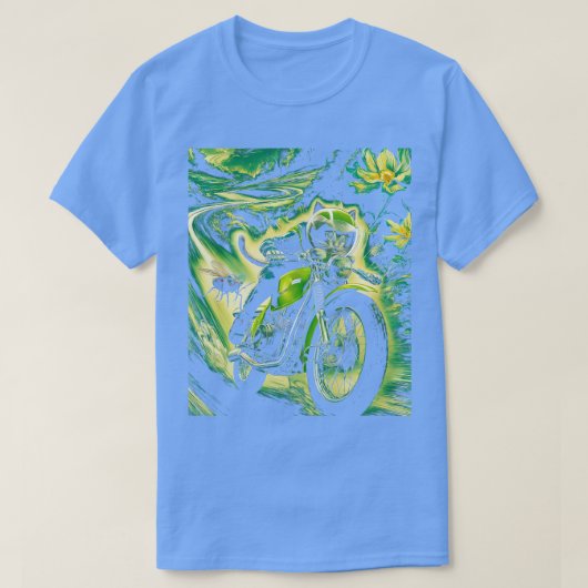 Kat op een motorfiets Grappig en Cicadas 2024 T-shirt (Design voorkant)