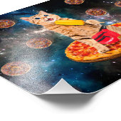 Kat op een pizza die ijs eet foto afdruk (Hoek)