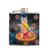 Kat op een pizza die ijs eet heupfles (Voorkant)