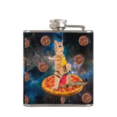 Kat op een pizza die ijs eet heupfles (Achterkant)