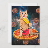 Kat op een pizza die ijs eet kaart (Achterkant)