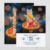 Kat op een pizza die ijs eet kaart (Voorkant / Achterkant)