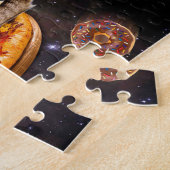 Kat op een pizza die ijs eet legpuzzel (Zijkant)