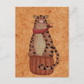 Kat op een pompoen briefkaart (Voorkant)