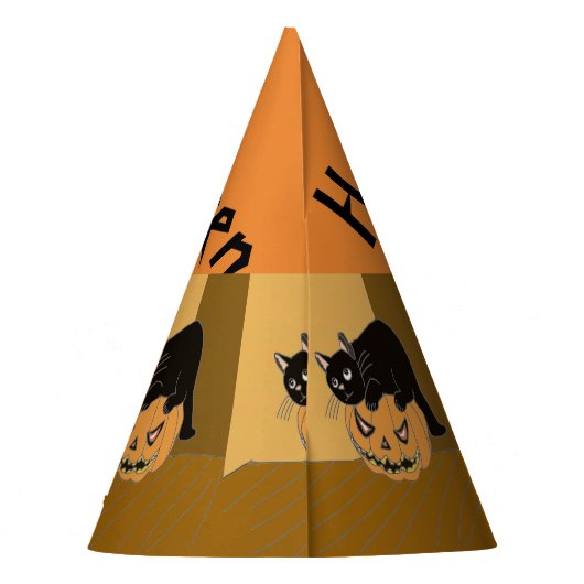 Kat op een pompoen feesthoedjes (Achterkant)