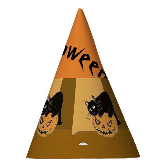 Kat op een pompoen feesthoedjes (Rechts)