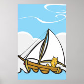 Kat op een Poster van een zeilboot (Voorkant)