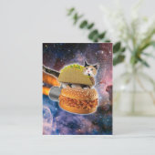 Kat op een rocketburger briefkaart (Staand voorkant)