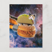 Kat op een rocketburger briefkaart (Voorkant)