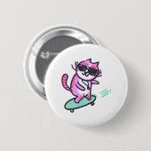 KAT OP EEN SKATEBOARD RONDE BUTTON 5,7 CM (Voorkant /achterkant)
