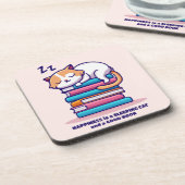 Kat op een Stack of Books Cute Personalized Litera Bier Onderzetter (Linkerzijde)