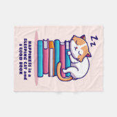 Kat op een Stack of Books Cute Personalized Litera Fleece Deken (Voorkant (Horizontaal))