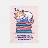 Kat op een Stack of Books Cute Personalized Litera Fleece Deken (Voorkant)