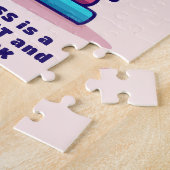 Kat op een Stack of Books Cute Personalized Litera Legpuzzel (Zijkant)