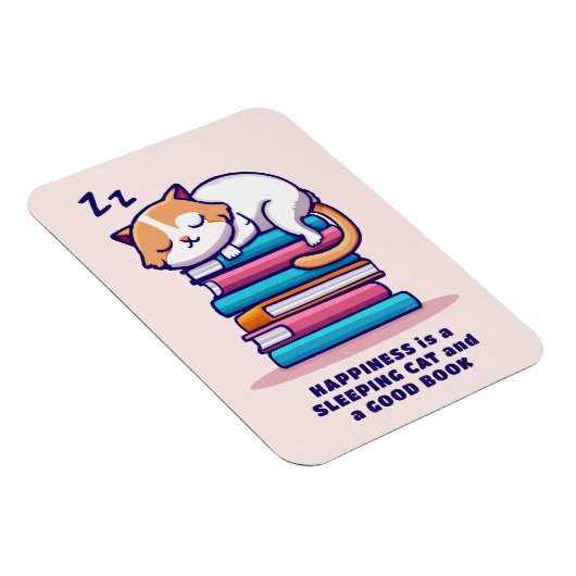 Kat op een Stack of Books Cute Personalized Litera Magneet (Rechterzijde)