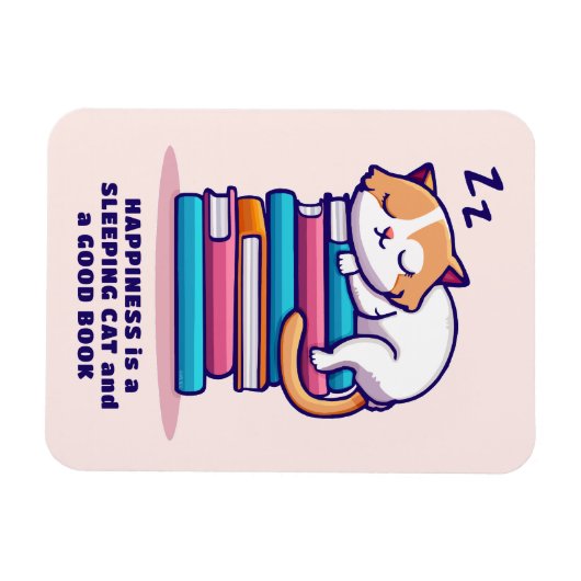 Kat op een Stack of Books Cute Personalized Litera Magneet (Horizontaal)
