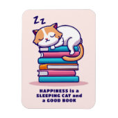 Kat op een Stack of Books Cute Personalized Litera Magneet (Verticaal)