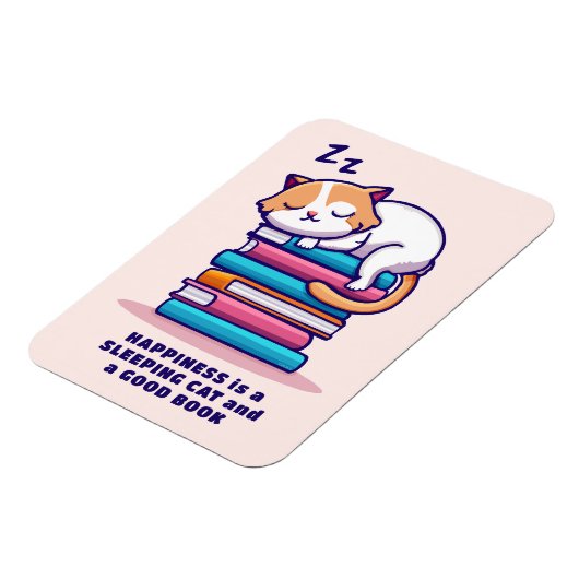 Kat op een Stack of Books Cute Personalized Litera Magneet (Linkerzijde)