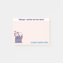 Kat op een Stack of Books Cute Personalized Litera