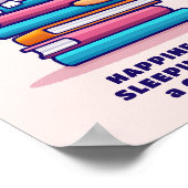 Kat op een Stack of Books Cute Personalized Litera Poster (Hoek)