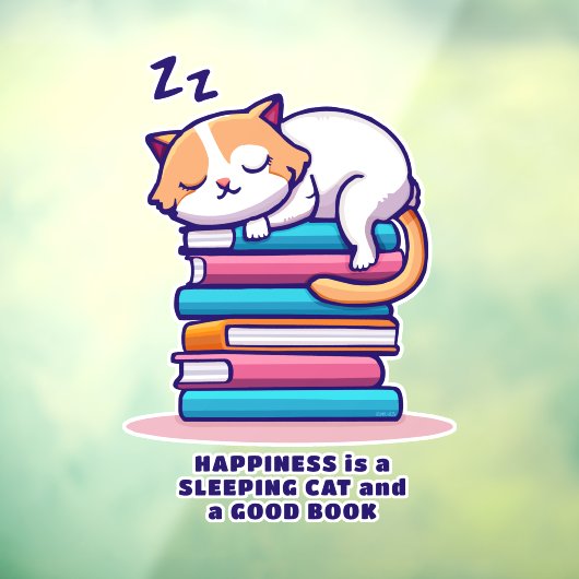 Kat op een Stack of Books Cute Personalized Litera Raamsticker (Vel 3)