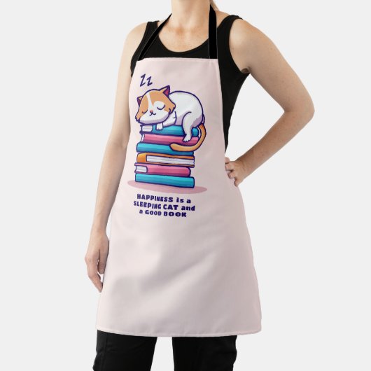 Kat op een Stack of Books Cute Personalized Litera Schort (Insitu)