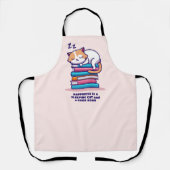 Kat op een Stack of Books Cute Personalized Litera Schort (Voorkant)