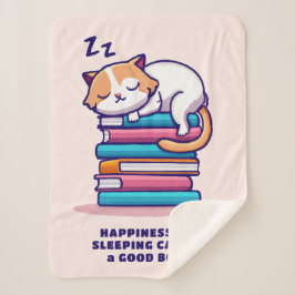 Kat op een Stack of Books Cute Personalized Litera Sherpa Deken