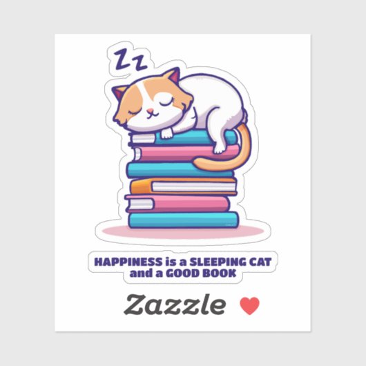 Kat op een Stack of Books Cute Personalized Litera Sticker (Vel)