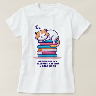 Kat op een Stack of Books Cute Personalized Litera T-shirt