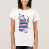 Kat op een Stack of Books Cute Personalized Litera T-shirt (Voorkant)