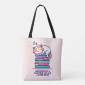 Kat op een Stack of Books Cute Personalized Litera Tote Bag (Achterkant)