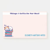 Kat op een Stack of Books Cute Personalized Reader Post-it® Notes (Voorkant)
