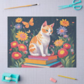 Kat op een stapel boeken tissuepapier (Craft)