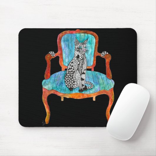 Kat op een stoel Mousepad Muismat (Met muis)