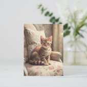 Kat op een stoel (Shabby Chic) Briefkaart (Staand voorkant)