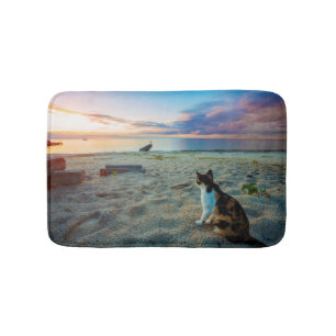 Kat op een strand badmat
