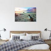Kat op een strand canvas afdruk (Insitu (Slaapkamer))