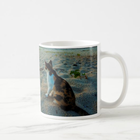 Kat op een strand koffiemok (Rechts)
