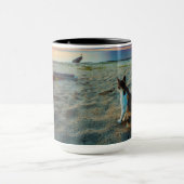 Kat op een strand mok (Midden)
