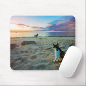 Kat op een strand muismat (Met muis)