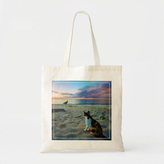 Kat op een strand tote bag (Voorkant)