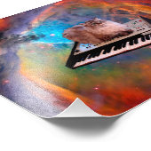 Kat op een toetsenbord in de ruimte foto afdruk (Hoek)